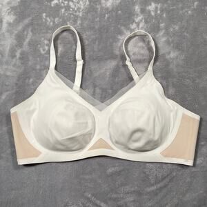 Honeylove CrossOver Bra XL White Beige Wireless Comfort Support Mesh Padded